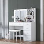 Hanah Home Mesa de Maquillaje con 10 Focos y Puff Blanco